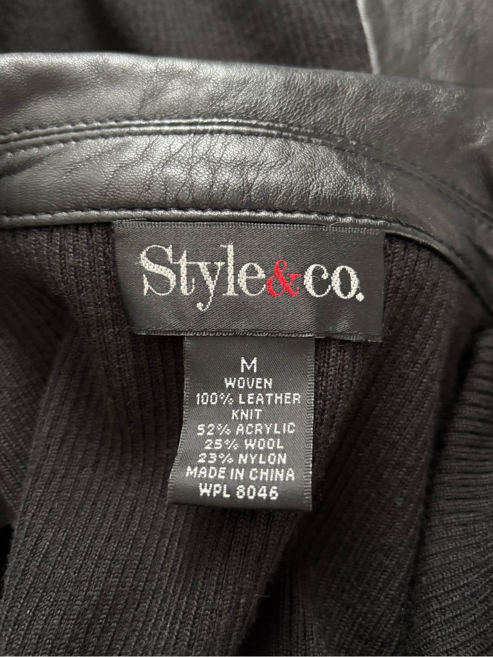 Style & Co Vintage Leather Front Sweater Jacket - Picture 3 of 5